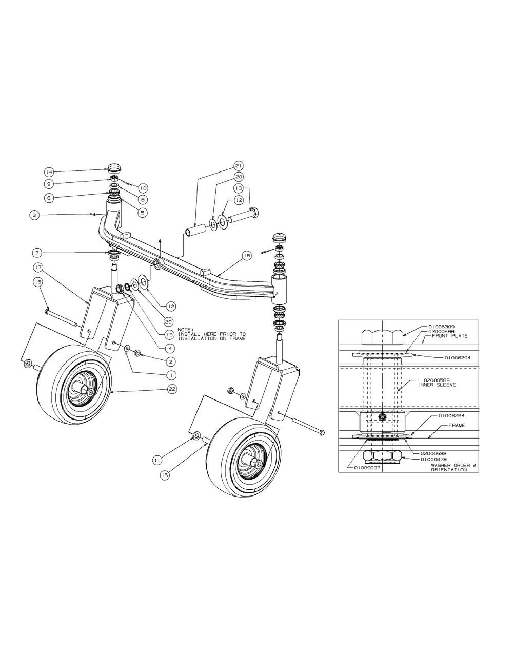 Front Caster Assembly 72-Inch Diagram and Parts List for M72-CT 53AL8CT8050-28-HP-3Cylinder-OHV Cub Cadet Lawn Tractor